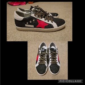 Golden Goose Black and Red Star Sneakers